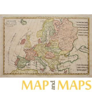 Antique Map of Europe Poland Old Copper Plate Map by Rigobert Bonne