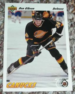 Don Gibson 1991 92 Upper Deck RC Vancouver Canucks