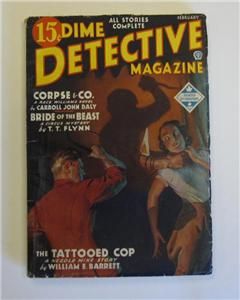 Dime Detective Pulp Feb 1936 Carroll John Daly T T Flynn Tom Lovell