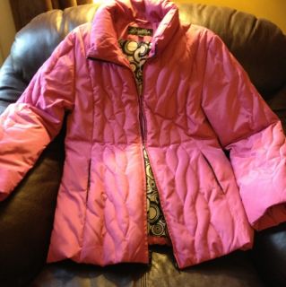 Donatella Thigh Length Pink Winter Jacket