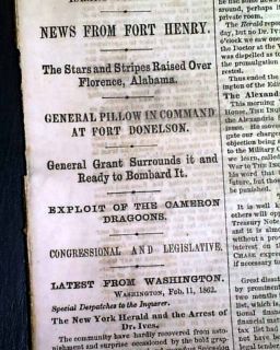  Newspaper Florence Alabama Fort Donelson U s Grant Roanoke Isle