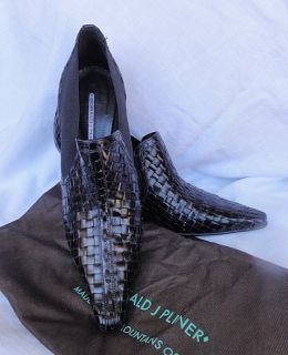 Donald J Pliner Handmade Black Woven Leather High Heel Booties 9 M