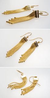 Genuine Diamond Chandelier Dangle Earrings Channel Set Solid 18K Gold