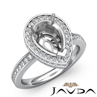Diamond Engagement Ring Pear Shape Semi Mount Platinum 950 Halo