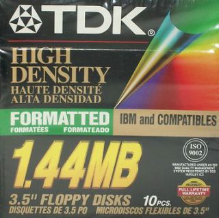 TDK 3.5 Floppy Disk Diskettes, HD, 1.44MB 10 pack NIB Sealed