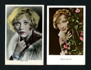 Vintage MARION DAVIES Two (2) Coloured Postcards 1920s Lovely Girl