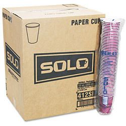 Solo Bistro Design Hot Drink Cups Paper 12 oz Maroon 50 Pack