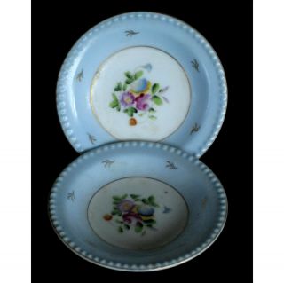   Blue Parisienne 5144 Porcelain Vanity Trinket Dish Plates 4 Rose DOr