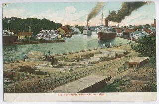 South Haven MI c1907 The Black River Commerce Boats Advertising