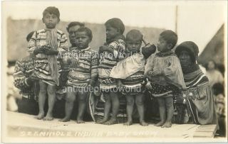 Seminole Indian Native American Barefoot Children Florida Antique