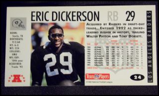Eric Dickerson Raiders Autographed NFL Game Day Card