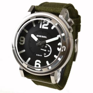 Diesel DZ1470 Mens Black Dial Green Canvas Fabric Strap Quartz Watch