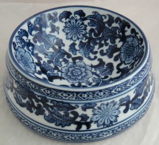 Cobalt Blue and White Chinese Porcelain Dog Bowl   Small Size