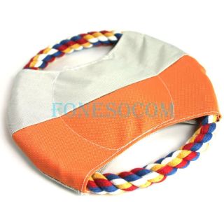 Pet Dog Chew Braided Rope Flying Disk Frisbee Tug Toy Natural Cotton 6