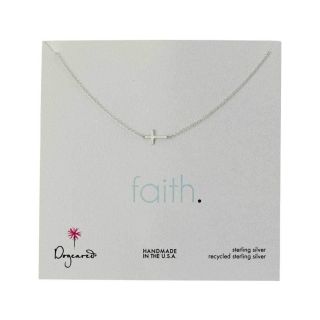 Dogeared Faith Small Sideways Cross Necklace in Sterling Silver 18