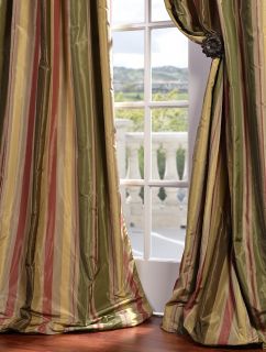 Pacific Heights Designer Silk Taffeta Stripe Curtains & Drapes