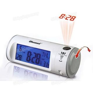 White LCD Digital Voice Control Laser Projection Clock Alarm