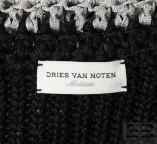Dries Van NOTEN Black Silver Knit Cardigan Size M