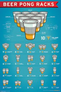Beer Pong Racks Poster 24x36 Drinking Game Rules New X64