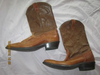 Mens DINGO Sz 9 1 2 D Brown Leather Cowboy Western Roper Boots MADE IN