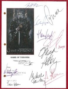 Game of Thrones Signed Script rpt Sean Bean Mark Addy Alfie Allen Iain