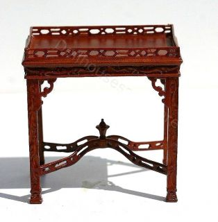 dollhouse miniature chippendale side table entirely artisan handcarved