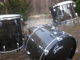 1980s Gretsch USA Drums in Ebony Lacquer Jasper Shells