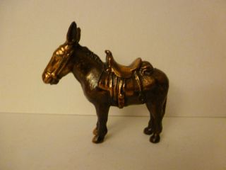 Cast Metal Donkey or Horse Figurine Vintage with Saddle Solid Piece