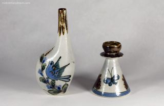 Mid Century Ken Edwards Ceramic Vase Candlesticks Set