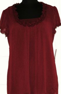 Duo Maternity Pretty Burgundy Passion Colored Blouse w Camisole Size