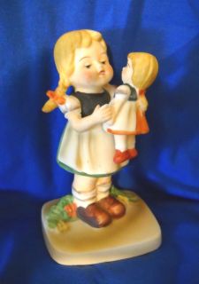 Little girl with matching doll figurine, made in Taiwan, Homco? Twins