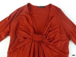 Donna Karan Collection Red Knit Knotted Bodice Dress Large