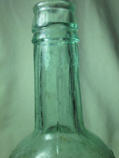 Vintage Old Embossed Lea and Perrins Worcestershire Sauce Aqua Bottle