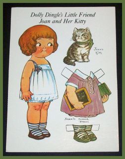  Joan Kitty Cat Paper Doll Postcard Grace Drayton 1985 New
