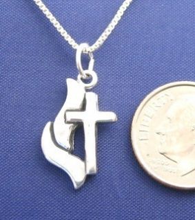  Cross Flame 20 inch Womens Necklace 925 Silver ccj N01 H