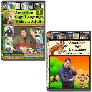 American Sign Language for Kids and Adults Vol 1 2 2 DVD Set