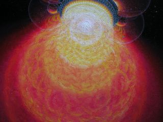 Oil Painting SciFi Outer Space Rainbow Don Davis Listed