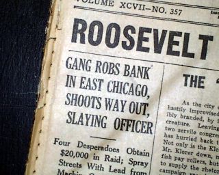 John Dillinger East Chicago Bank Robbery Shootout Babe Ruth 1934 Old