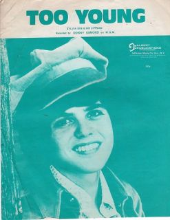 Sheet Music Too Young Donny Osmond Nat King Cole