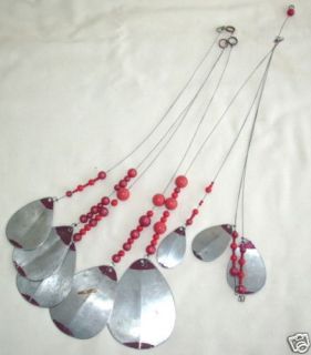  8 Vintage Spinners on Wire w Red Beads Fish Fishing