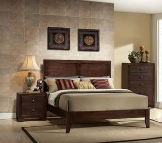  Madison Espresso Finish Wood Queen King Low Profile Panel Bed