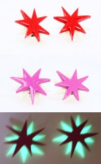 Jem Holograms Star Earrings 1 inch Glow in The Dark