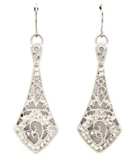  Victorian Filigree Clear Crystals Earrings Hypoallergenic Post