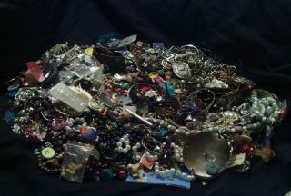 Huge Lot of Junk Jewelry Over 15lbs Vintage to Modern 101