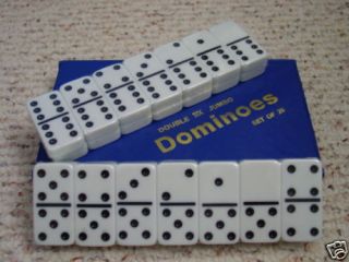 Double Six Jumbo Dominoes Complete Set w Case White