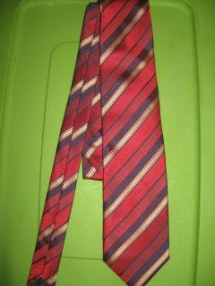  Mario Armani 100 Silk Striped Gold Wine Necktie Tie