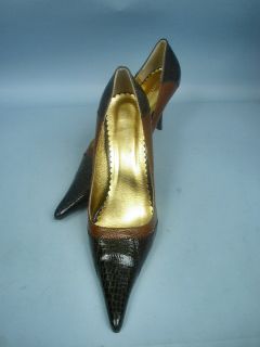 Pierre Dumas Two Tone Brown Combo Pointed Toe Heels with Box Size 10