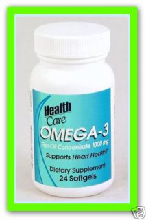 24 Softgel Caps Omega 3 Fish Oil Concentrate 1000 MG