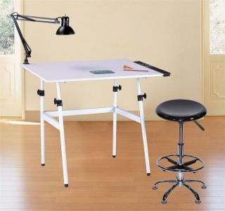  Drawing Table Desk Combo w Stool Side Tray Lamp Hobby Art Drafting