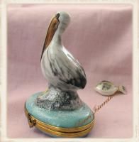  Porcelain Trinket Box Pelican and Fish New Ltd Ed French Boxed